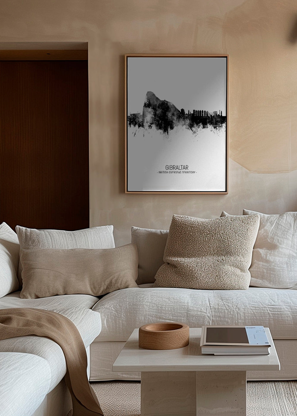 Køkkenkunst Gibraltar skyline i sort-hvid