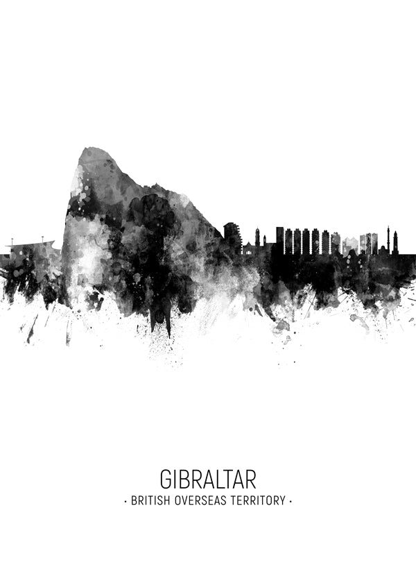 Køkkenkunst Gibraltar skyline i sort-hvid