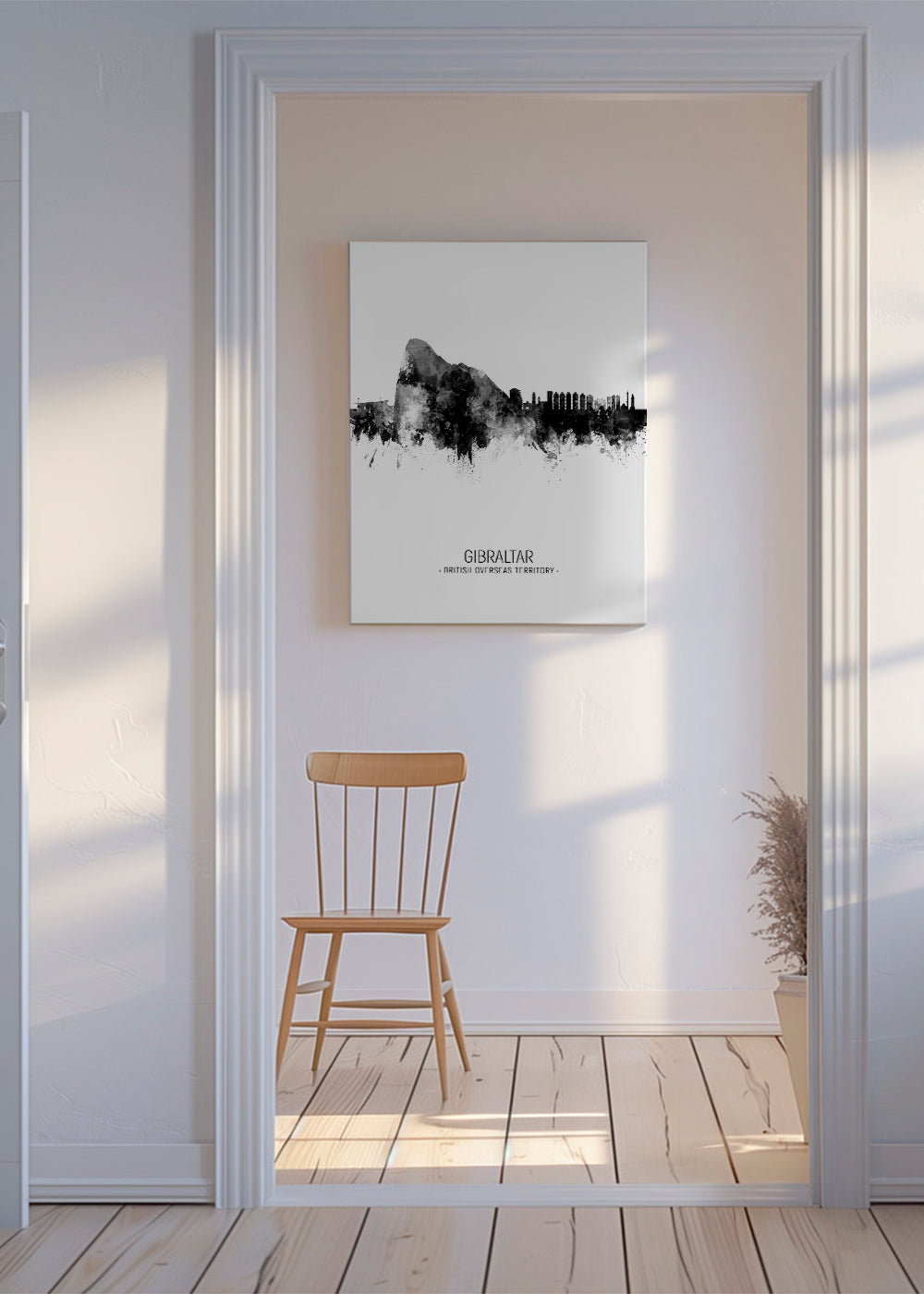 Køkkenkunst Gibraltar skyline i sort-hvid
