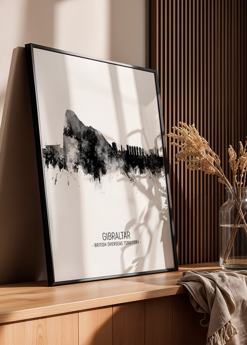 Køkkenkunst Gibraltar skyline i sort-hvid