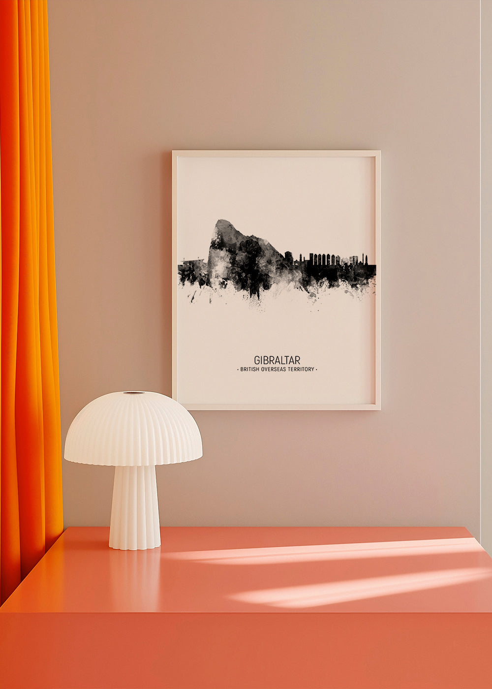 Køkkenkunst Gibraltar skyline i sort-hvid