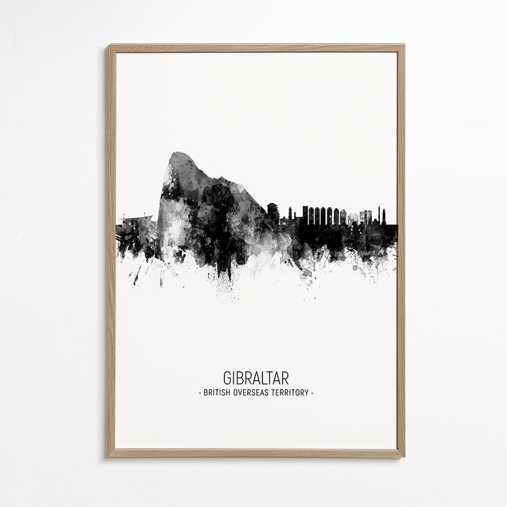 Køkkenkunst Gibraltar skyline i sort-hvid