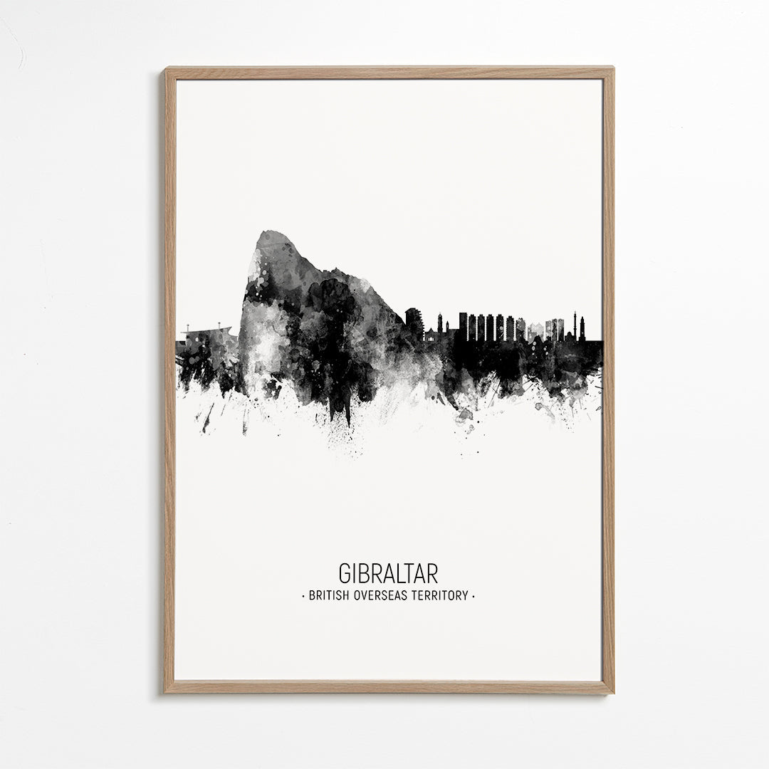 Køkkenkunst Gibraltar skyline i sort-hvid