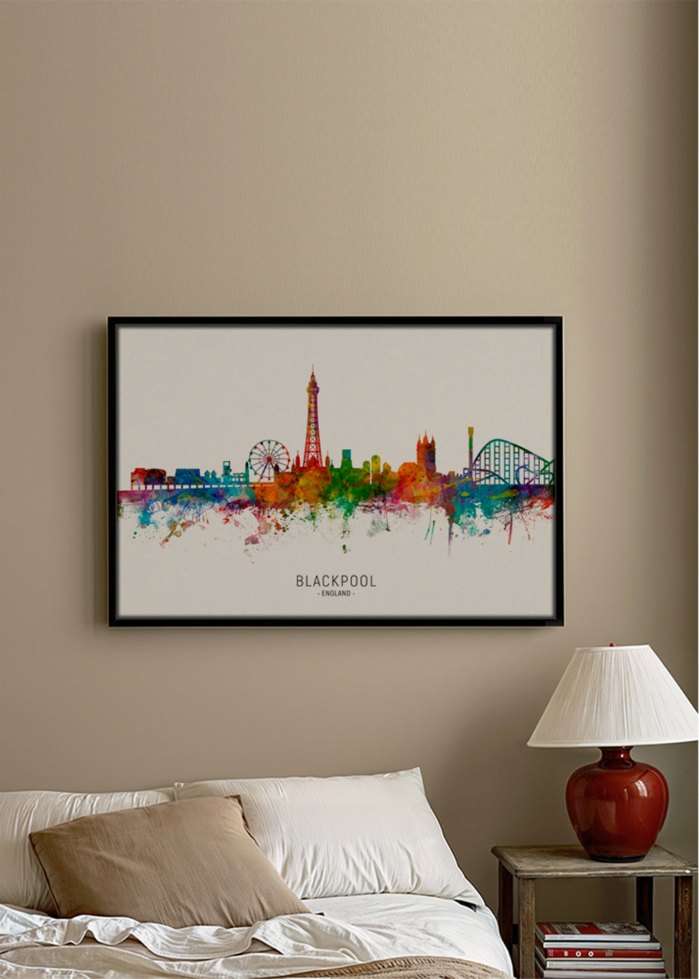 Byplakat Blackpool akvarel multifarvet