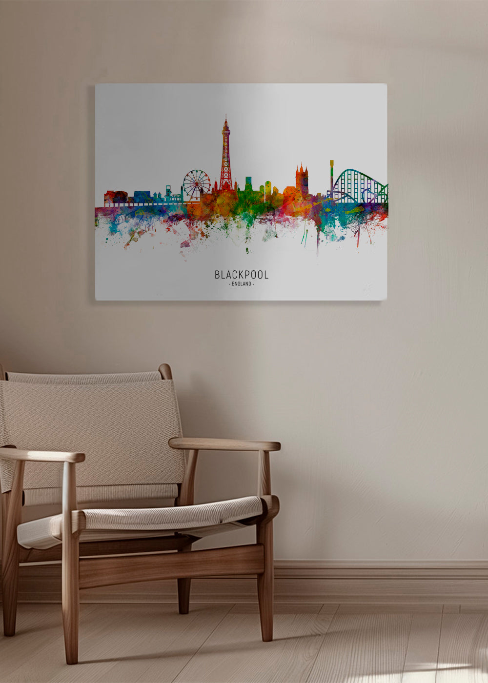 Byplakat Blackpool akvarel multifarvet