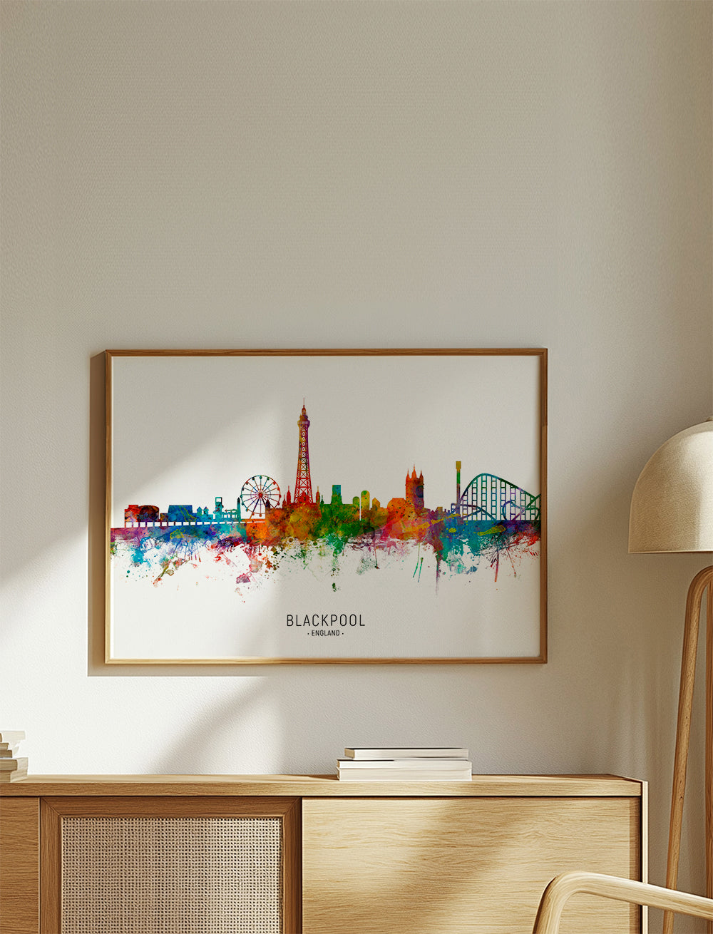 Byplakat Blackpool akvarel multifarvet