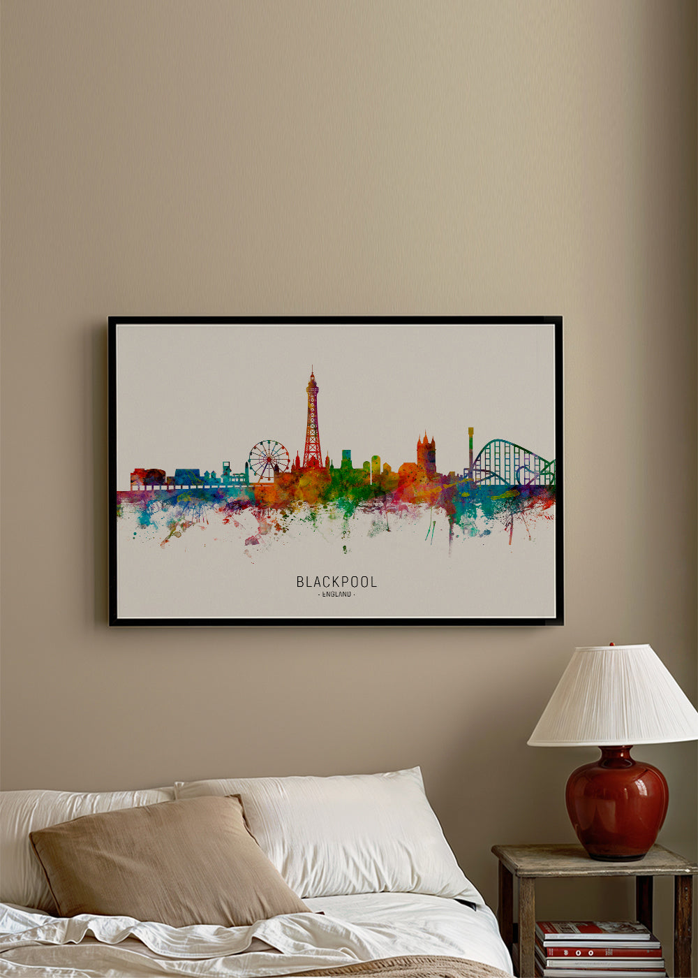 Byplakat Blackpool akvarel multifarvet