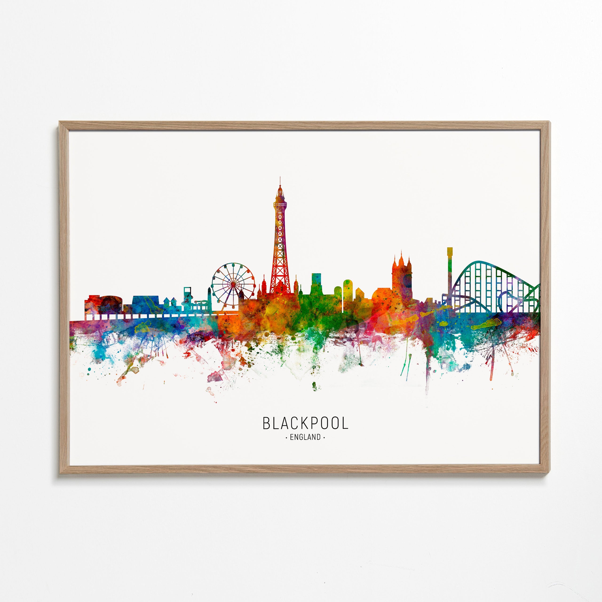 Byplakat Blackpool akvarel multifarvet