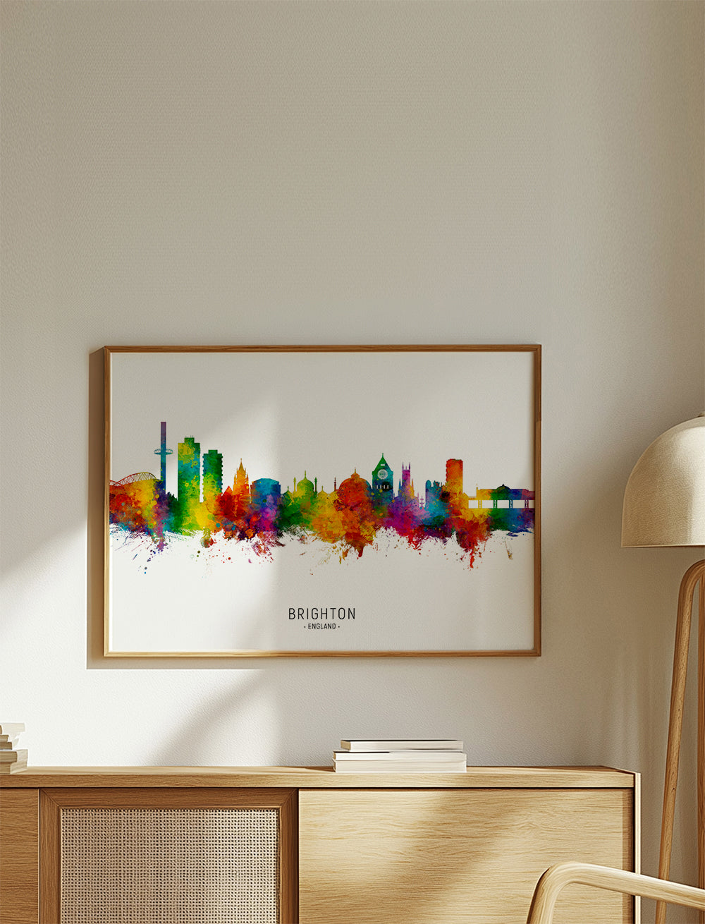 Rejseplakat Brighton skyline akvarel farverig