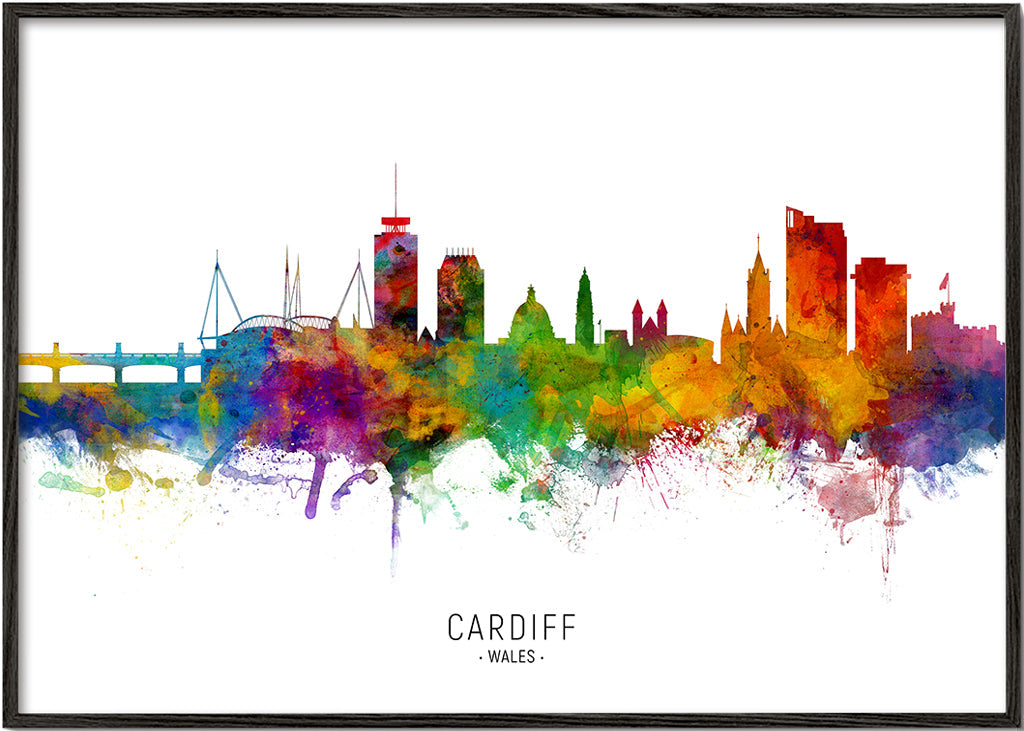 Køkkenkunst Cardiff akvarel skyline