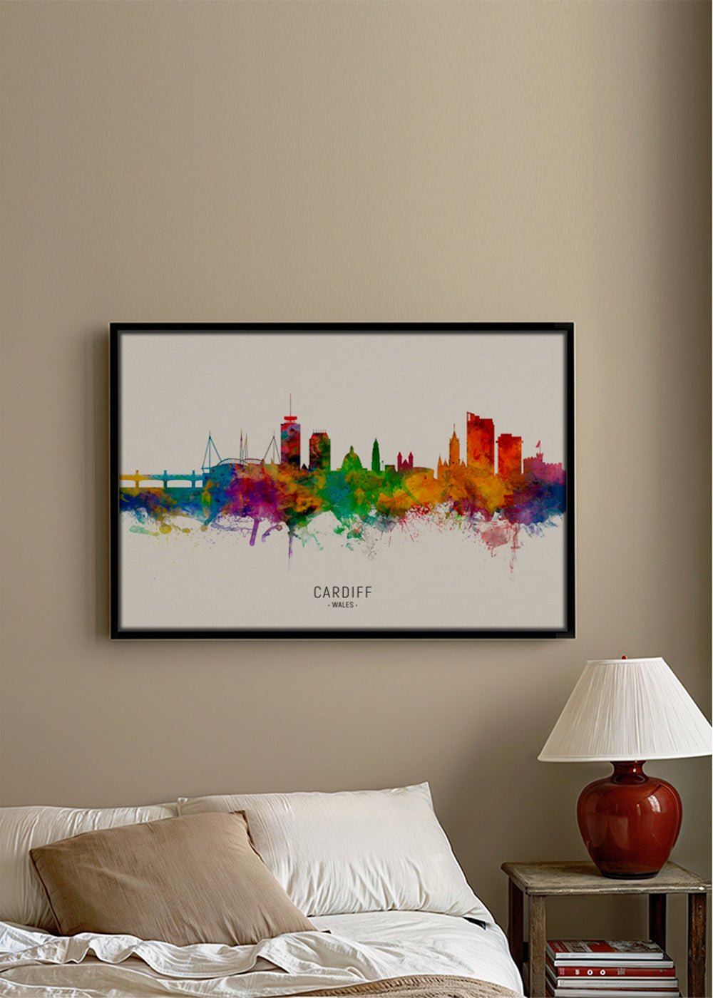 Køkkenkunst Cardiff akvarel skyline