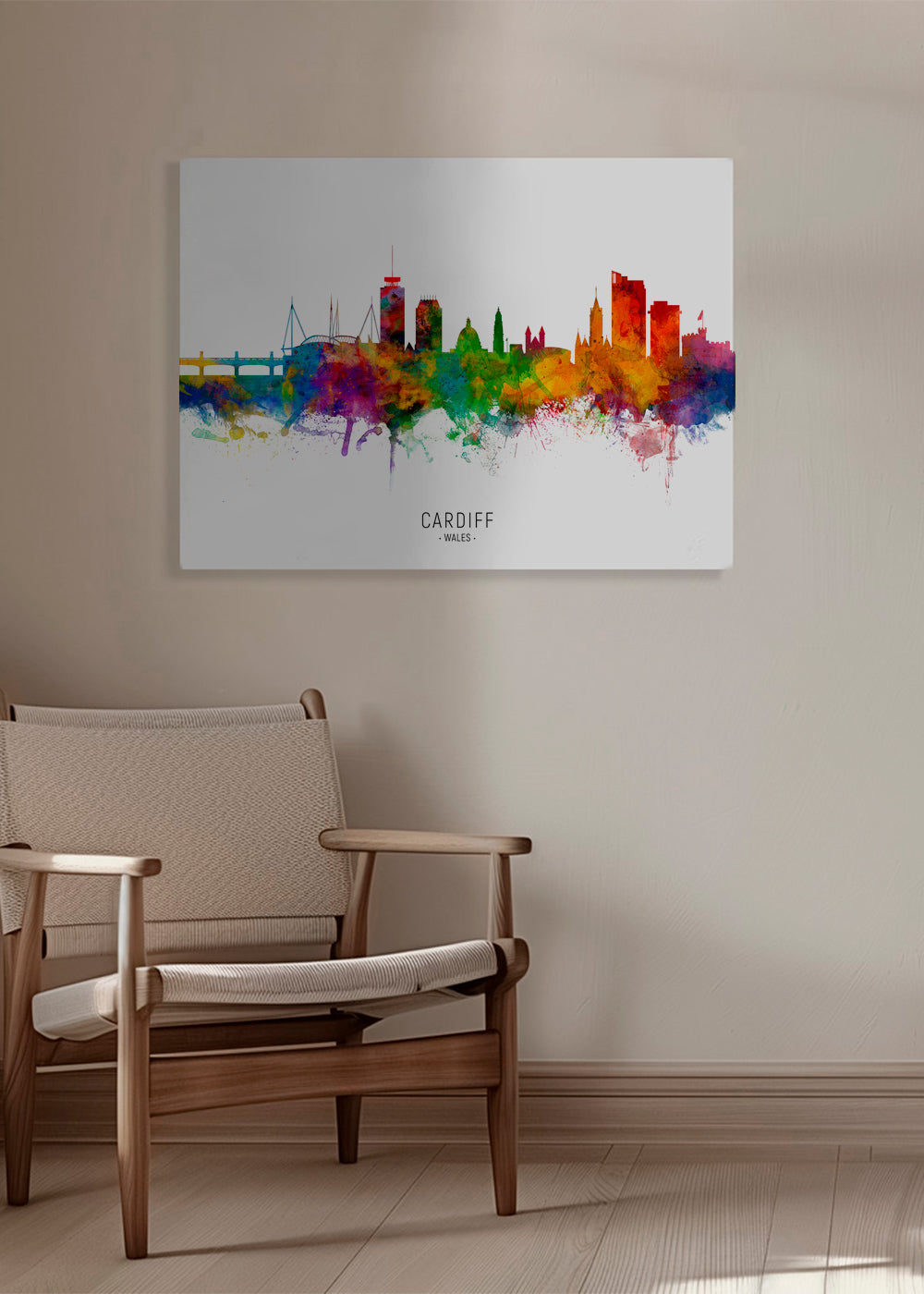 Køkkenkunst Cardiff akvarel skyline