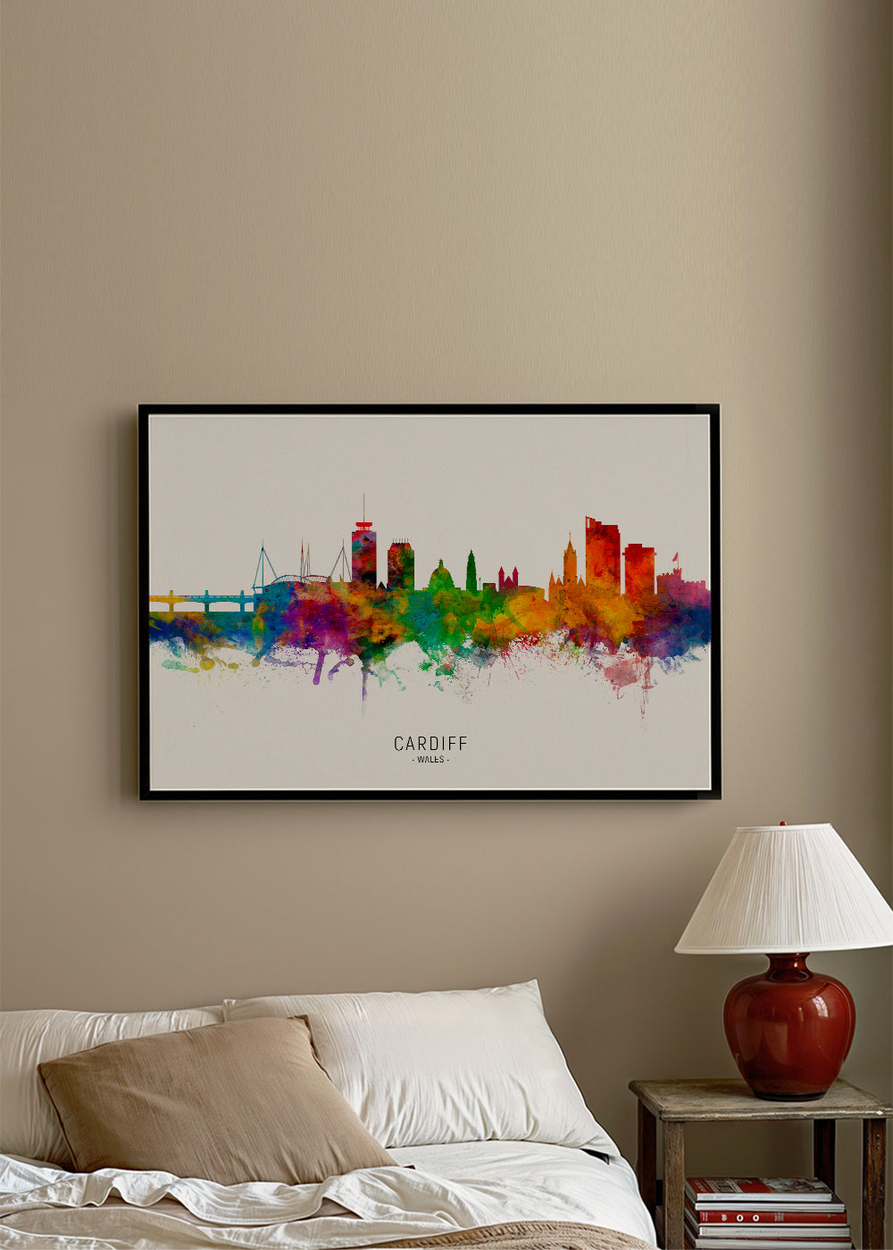 Køkkenkunst Cardiff akvarel skyline