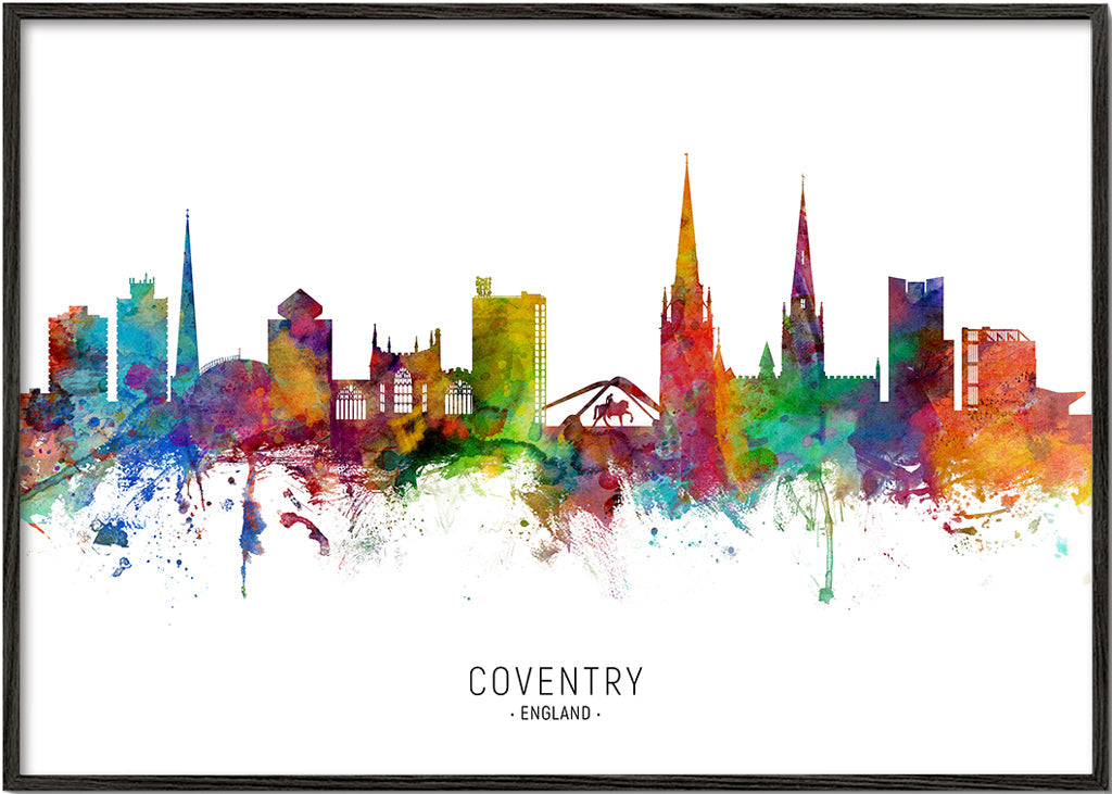 Rejseplakat Coventry akvarel skyline