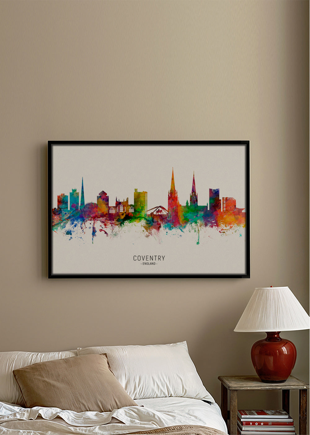 Rejseplakat Coventry akvarel skyline