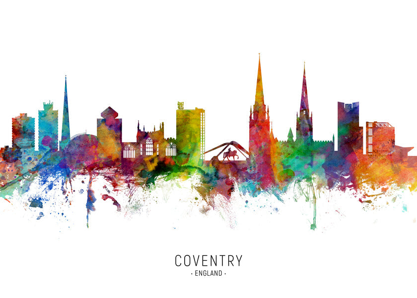 Rejseplakat Coventry akvarel skyline