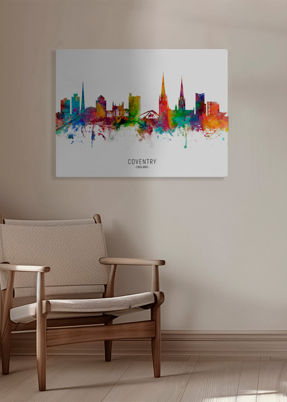 Rejseplakat Coventry akvarel skyline