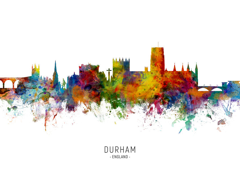 Køkkenkunst Durham akvarel skyline