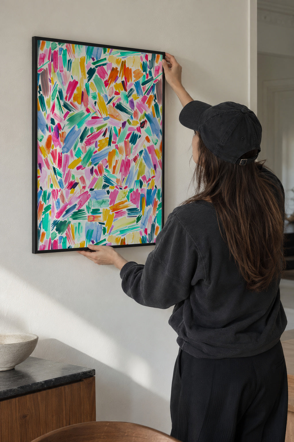 Simple Pleasure Pink Dreaming Gaudi - Framed poster in an interior