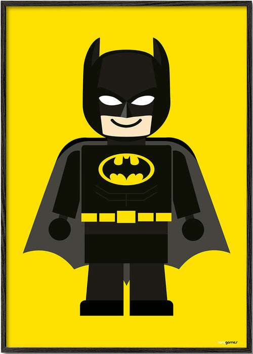 Børneplakat Batman legetøj på gul baggrund