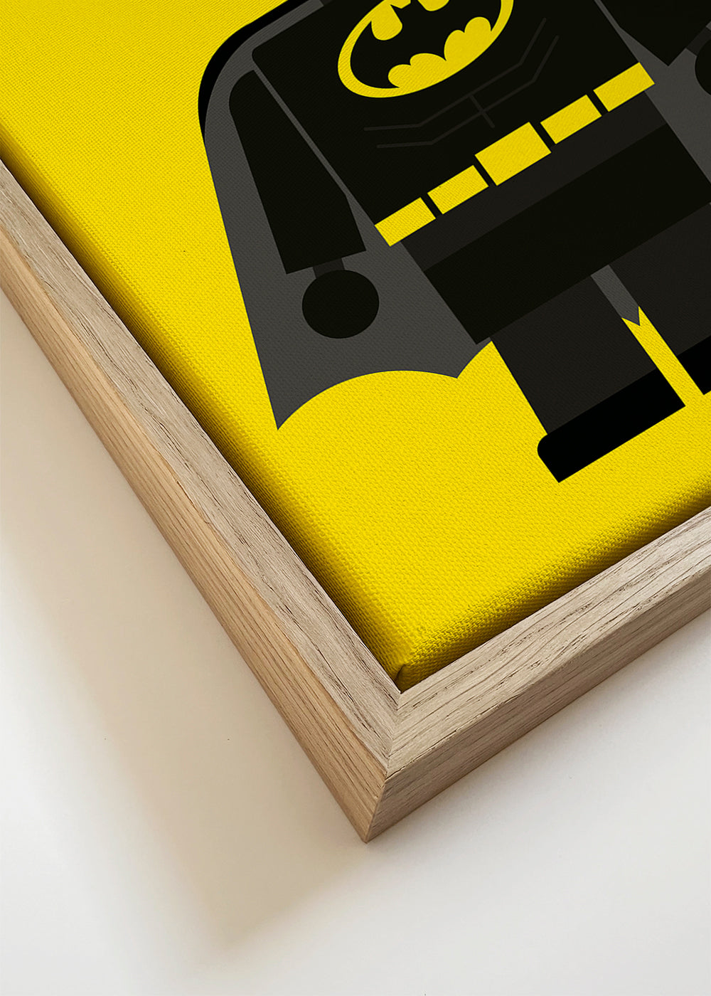 Børneplakat Batman legetøj på gul baggrund