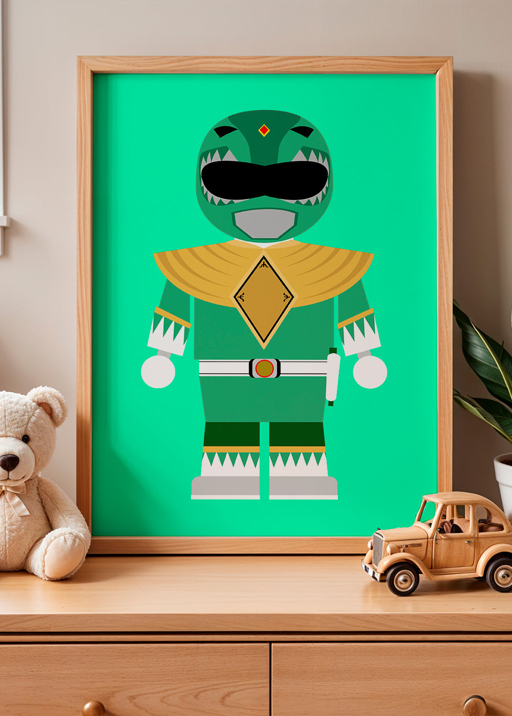 Børneplakat Grøn Power Ranger legetøj
