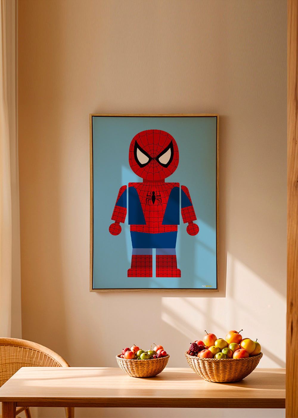 Børneplakat med superhelt legetøjsfigur