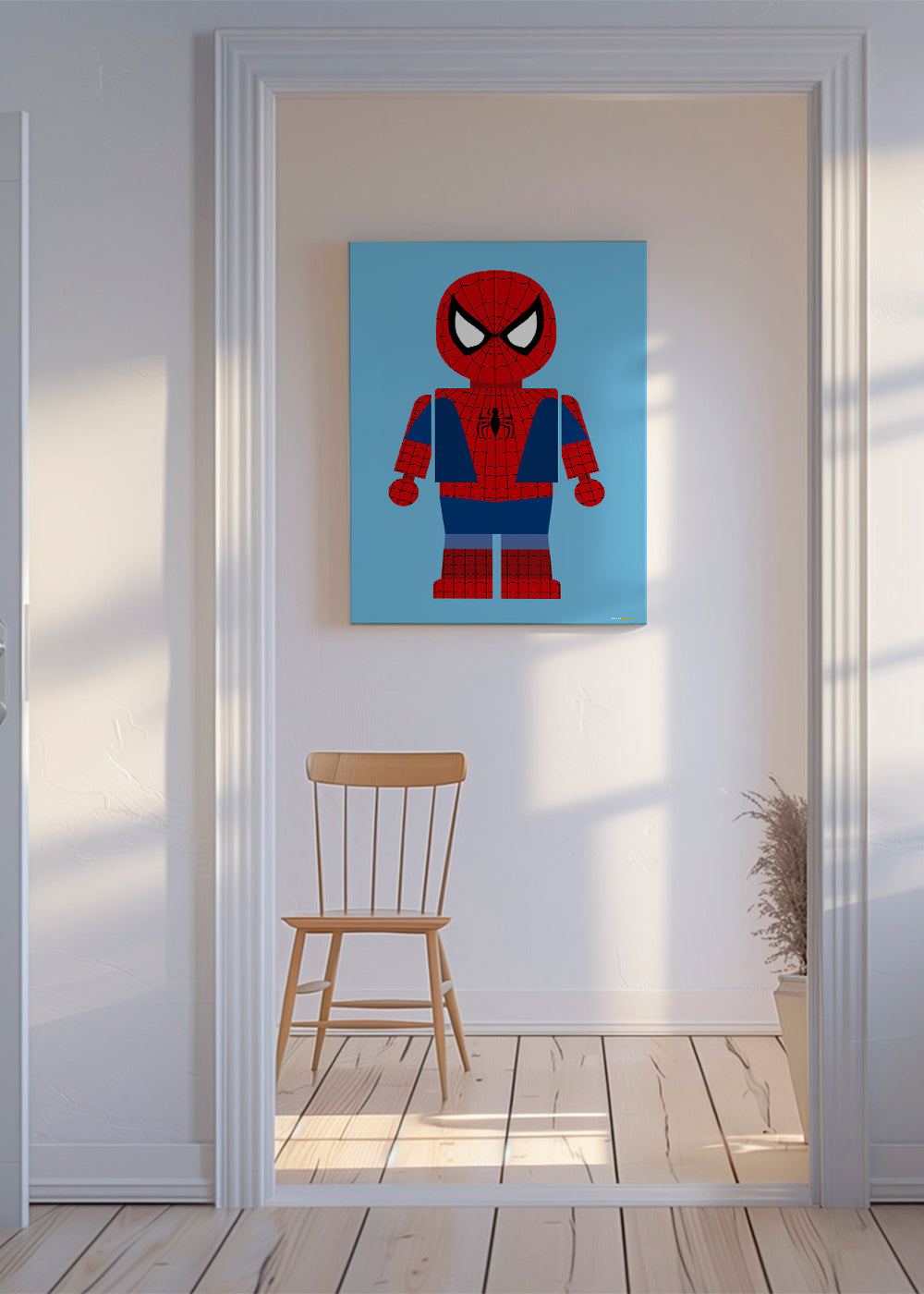 Børneplakat med superhelt legetøjsfigur