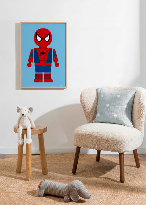 Børneplakat med superhelt legetøjsfigur
