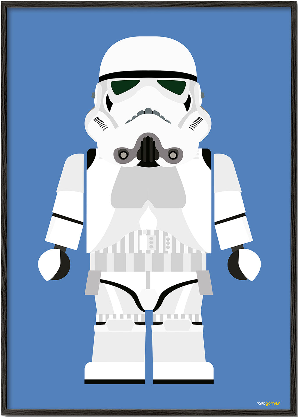 Børneplakat Stormtrooper legetøj på blåt baggrund