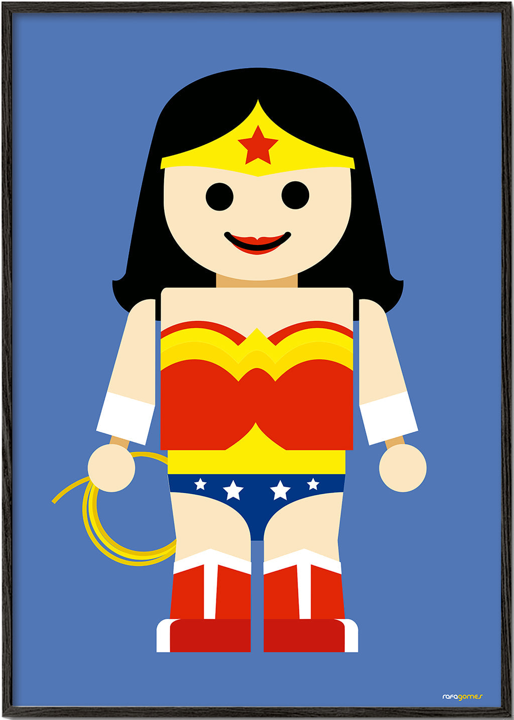 Legetøj Wonder Woman illustration på blå baggrund