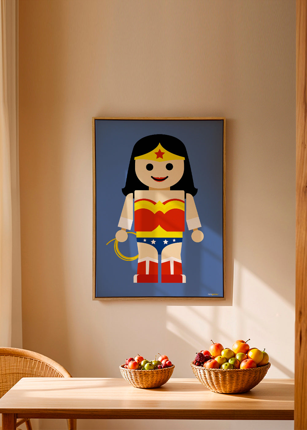 Legetøj Wonder Woman illustration på blå baggrund