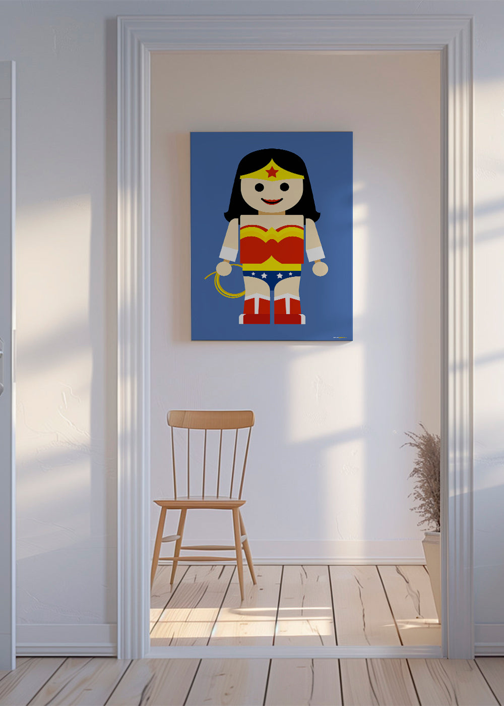 Legetøj Wonder Woman illustration på blå baggrund