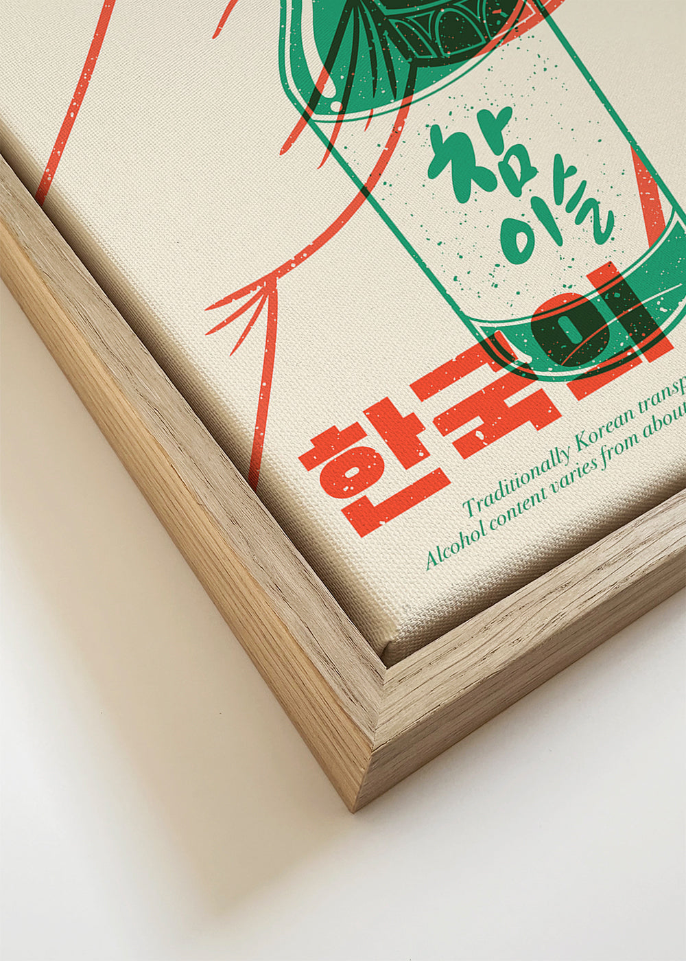 Køkkenkunst med illustreret soju-flaske