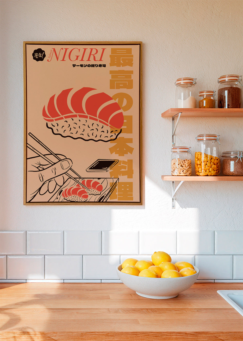 Køkkenkunst Nigiri laks plakat
