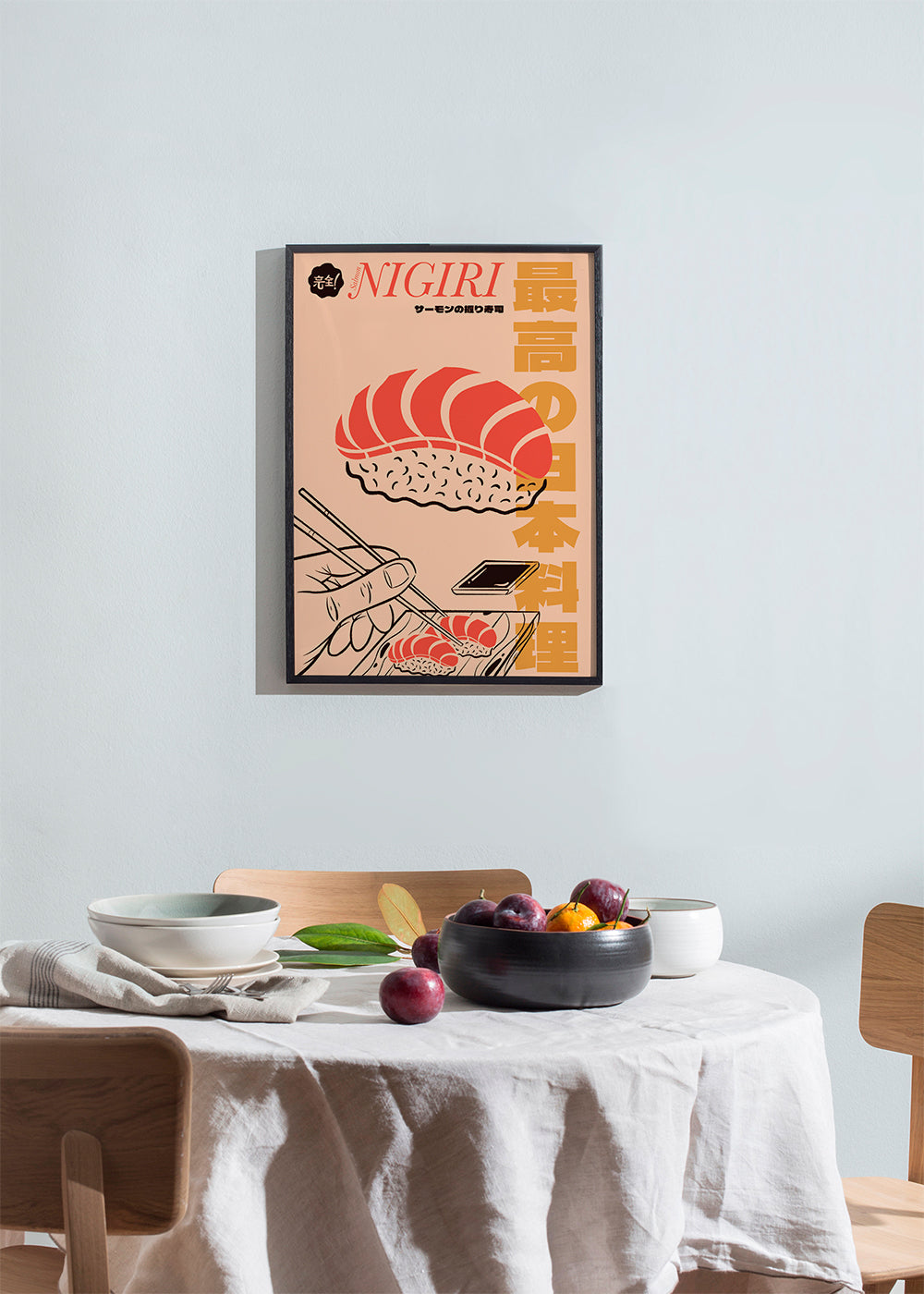 Køkkenkunst Nigiri laks plakat