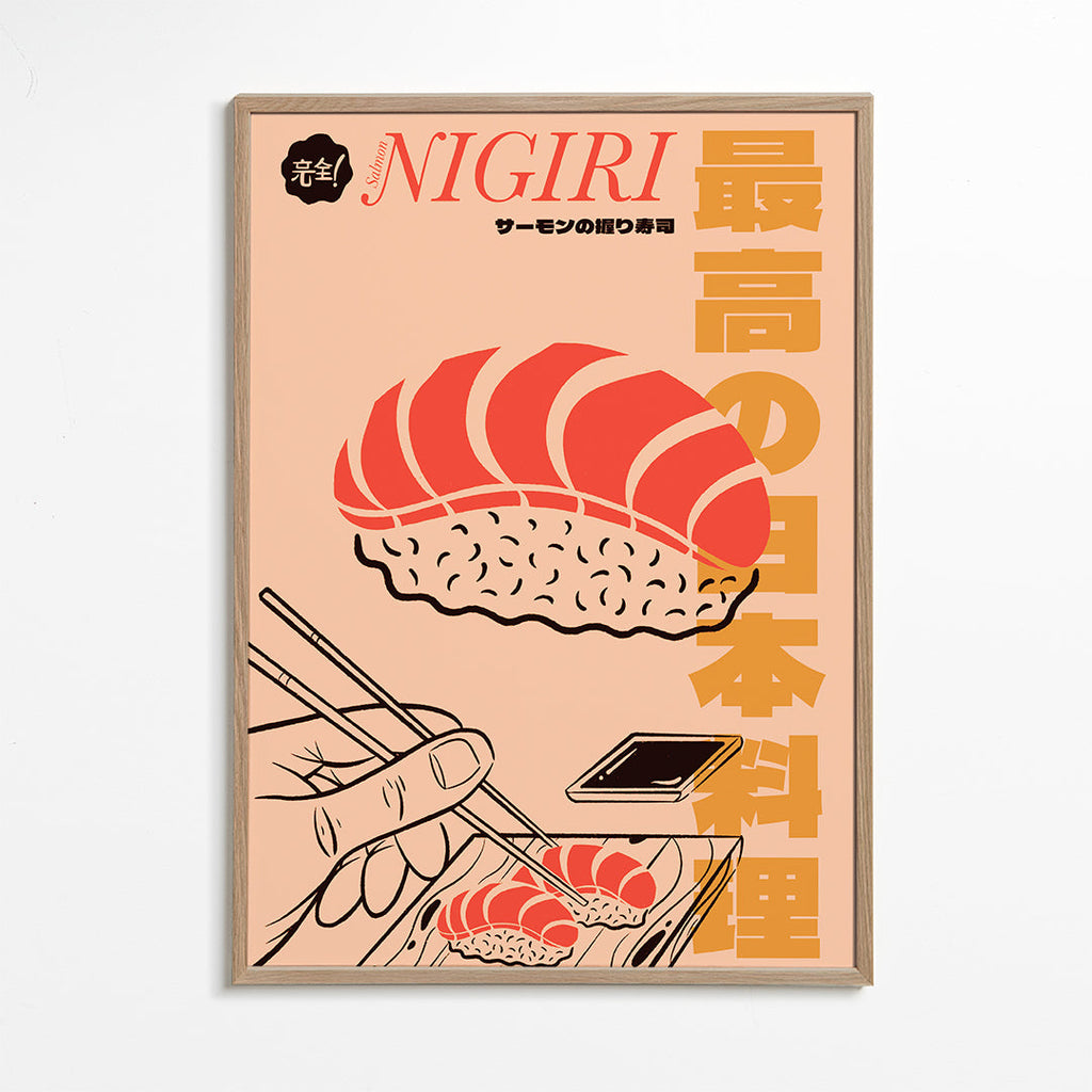 Køkkenkunst Nigiri laks plakat