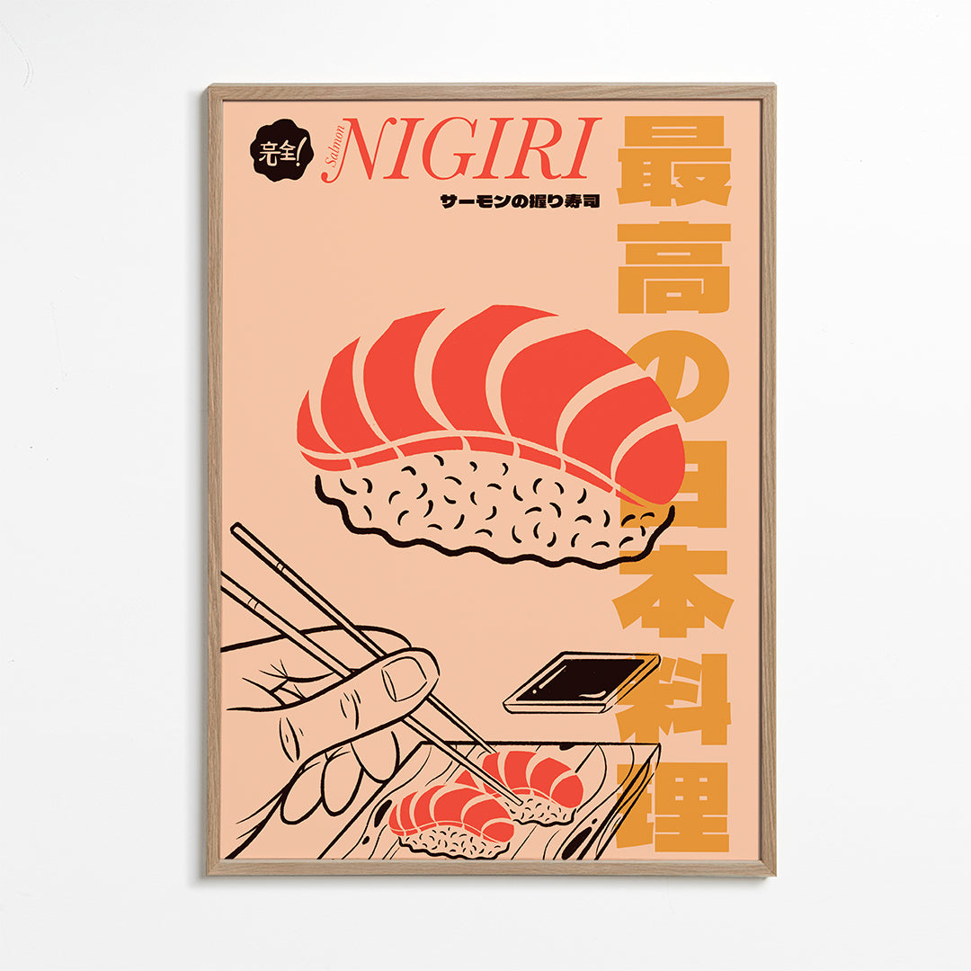 Køkkenkunst Nigiri laks plakat