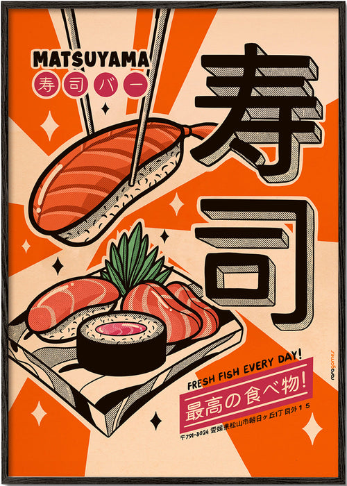 Køkkenkunst Sushi retro plakat