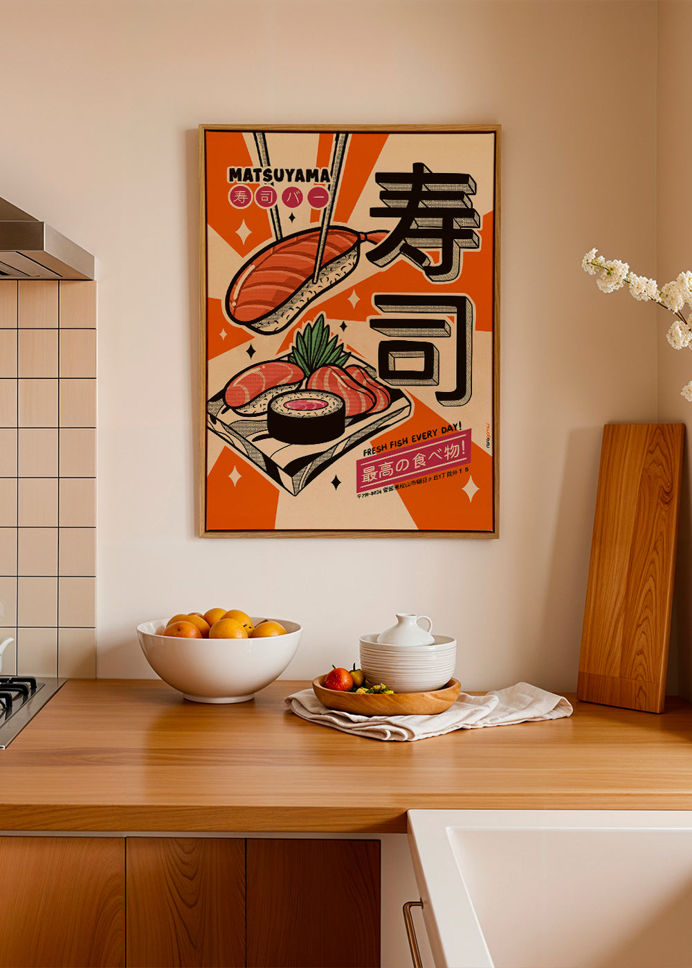 Køkkenkunst Sushi retro plakat