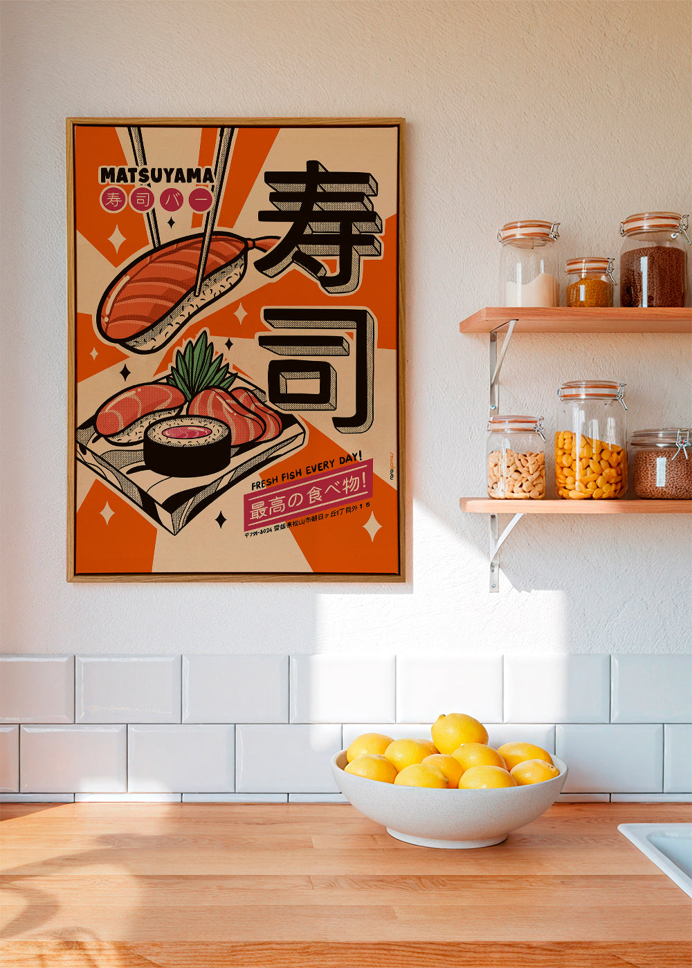 Køkkenkunst Sushi retro plakat