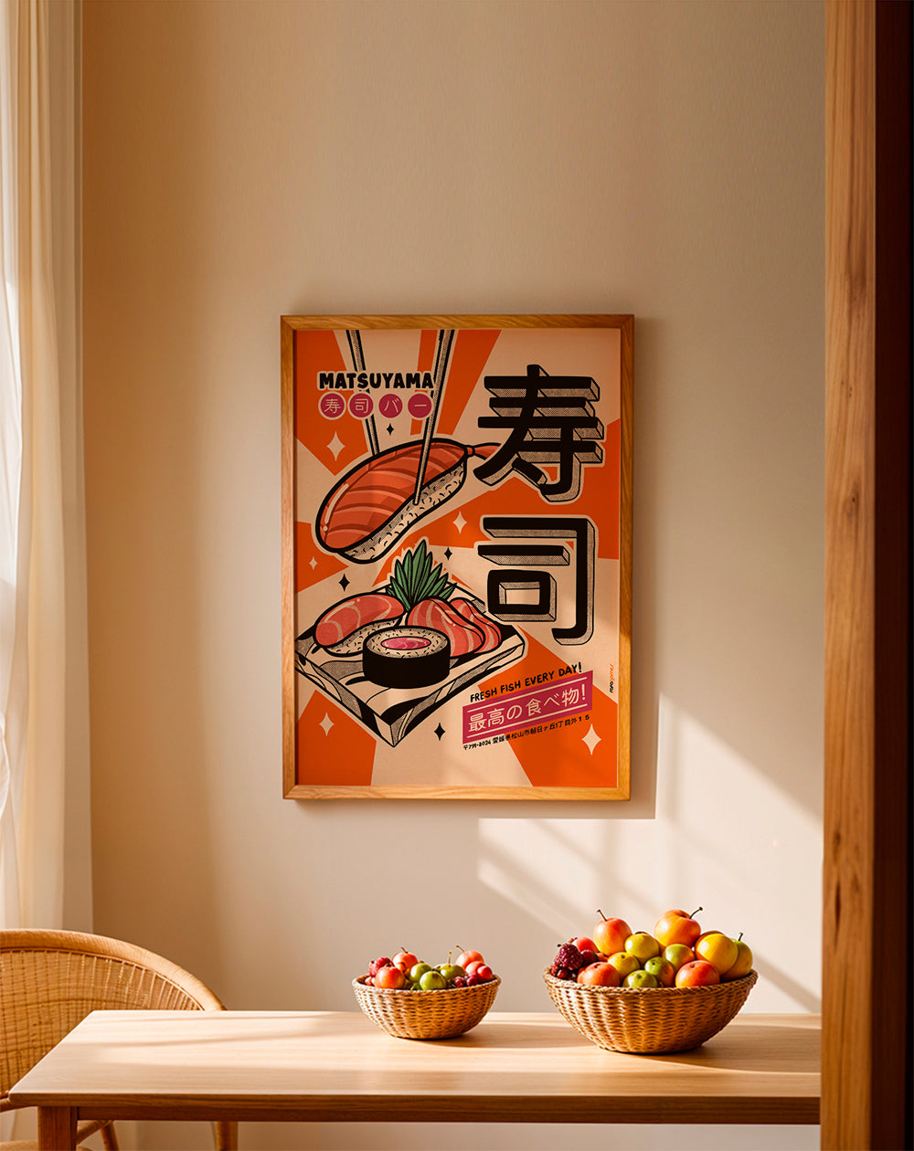 Køkkenkunst Sushi retro plakat