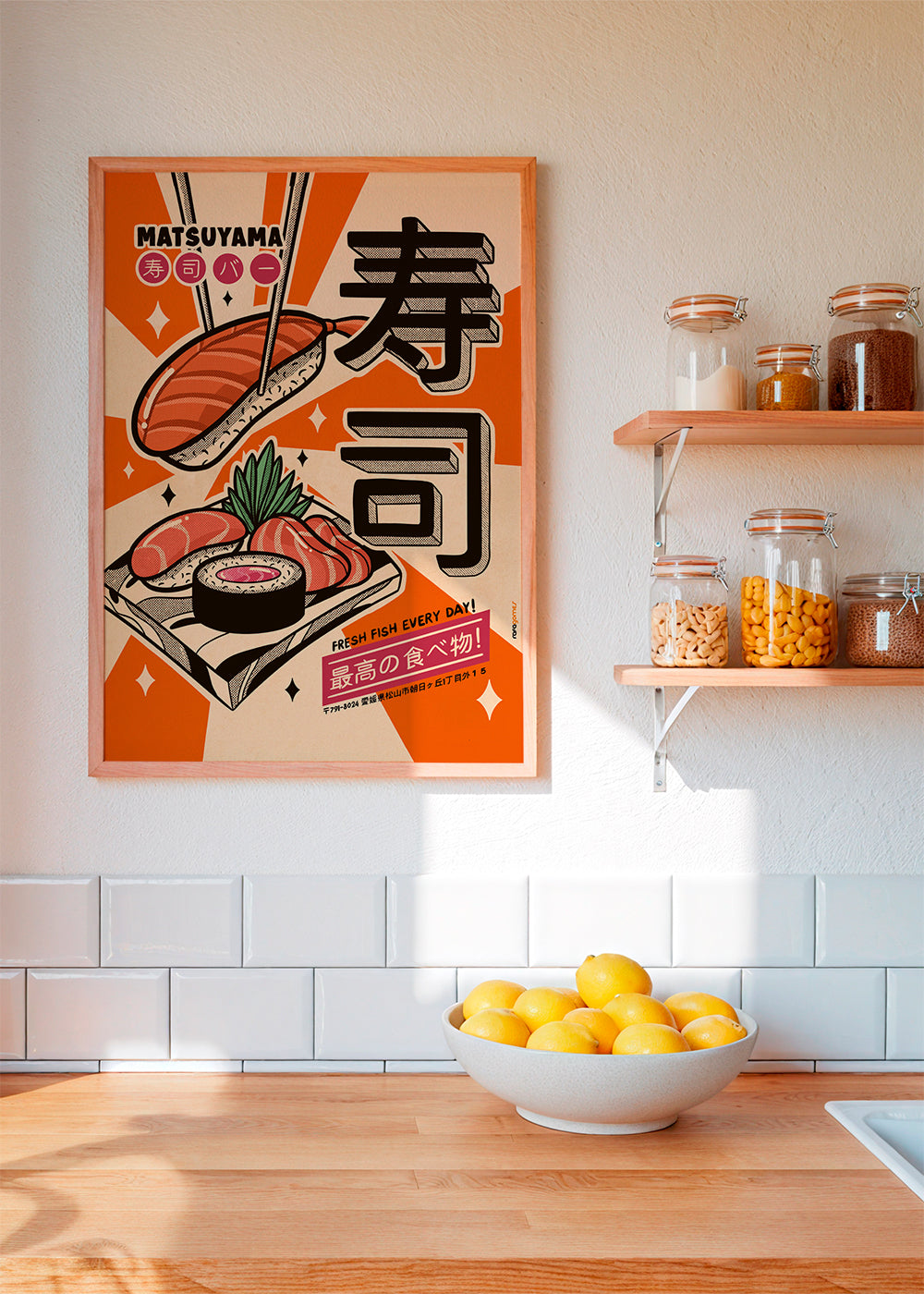 Køkkenkunst Sushi retro plakat
