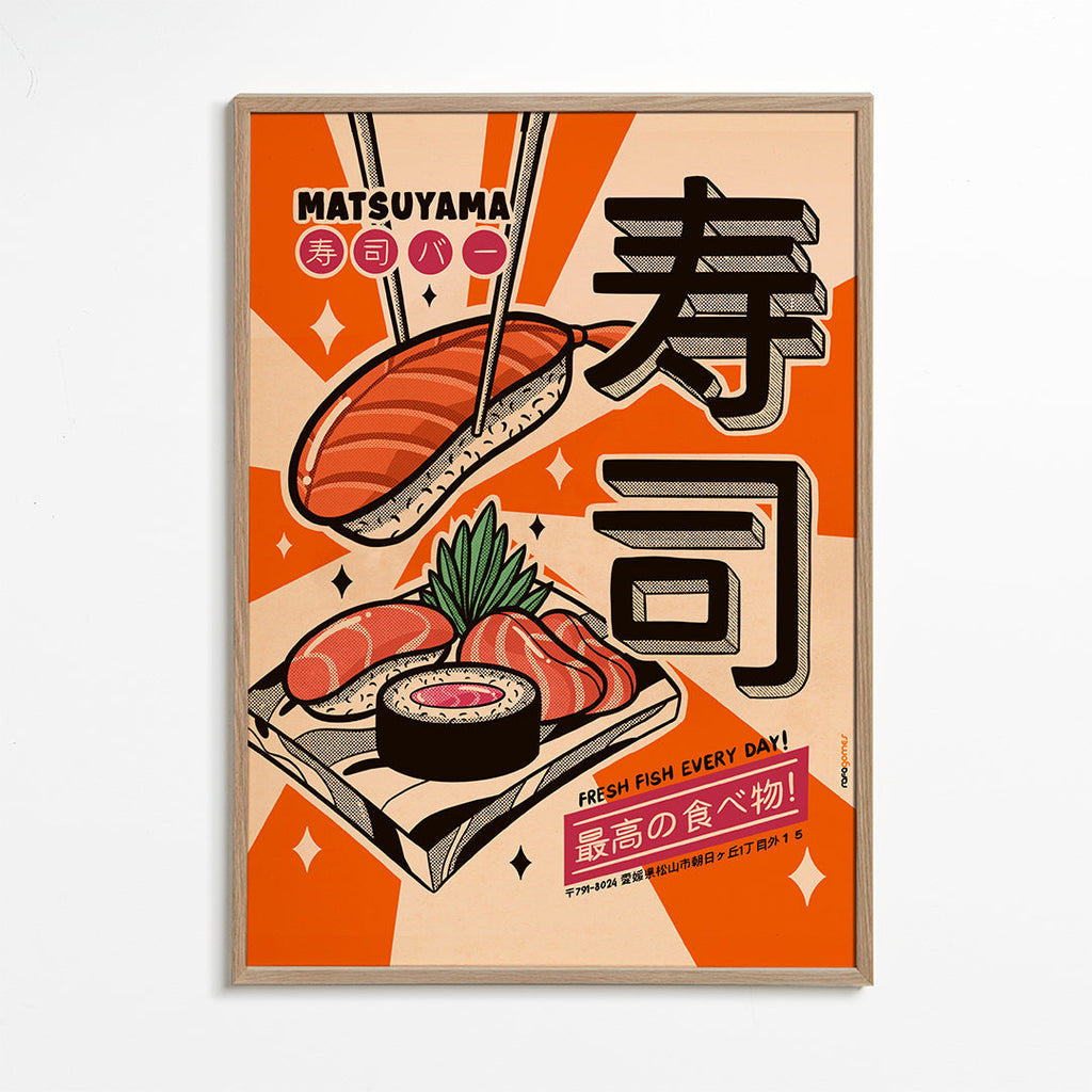 Køkkenkunst Sushi retro plakat