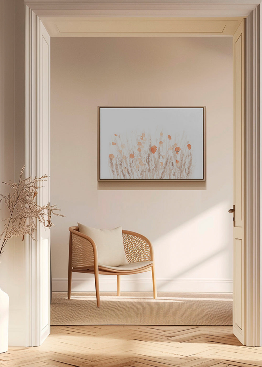 Botanisk plakat med sarte tørrede blomster