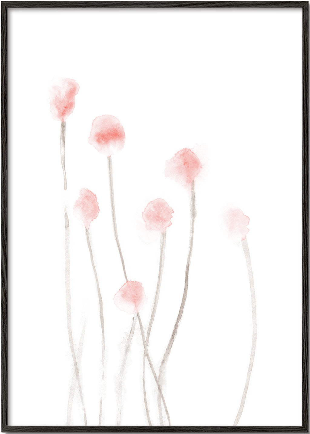 Botanisk plakat med sarte lyserøde blomster