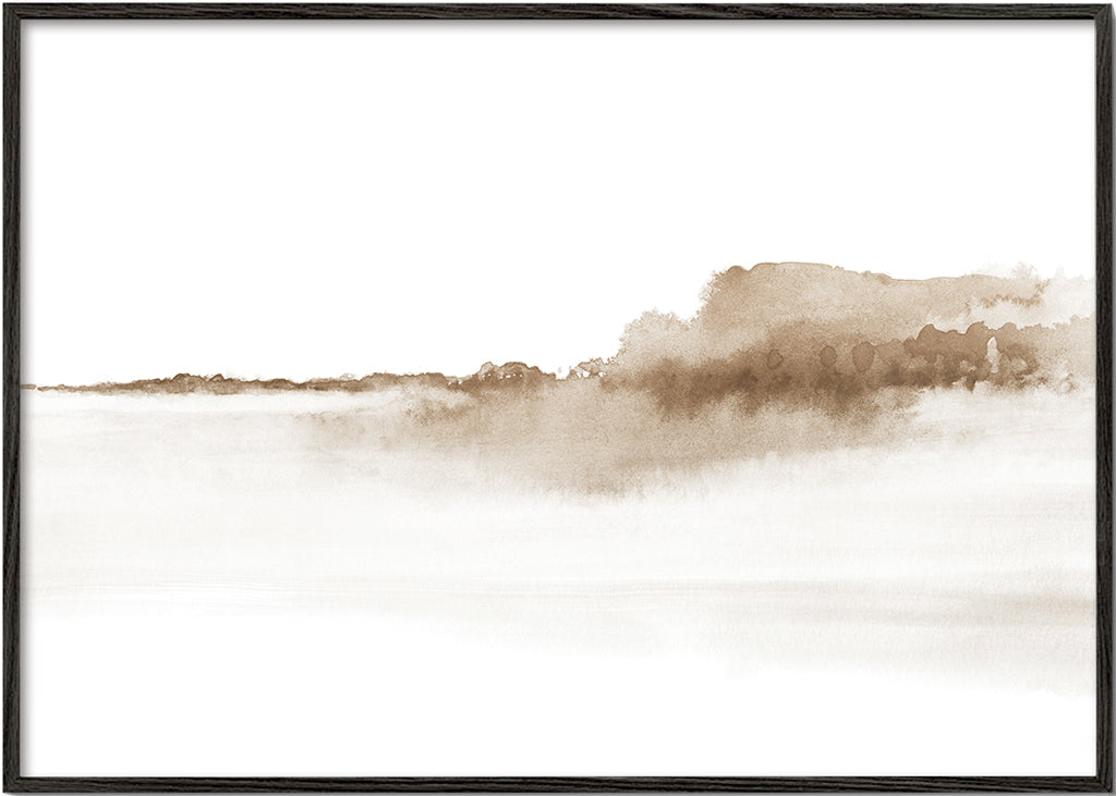 Sepia akvarel landskab minimalistisk