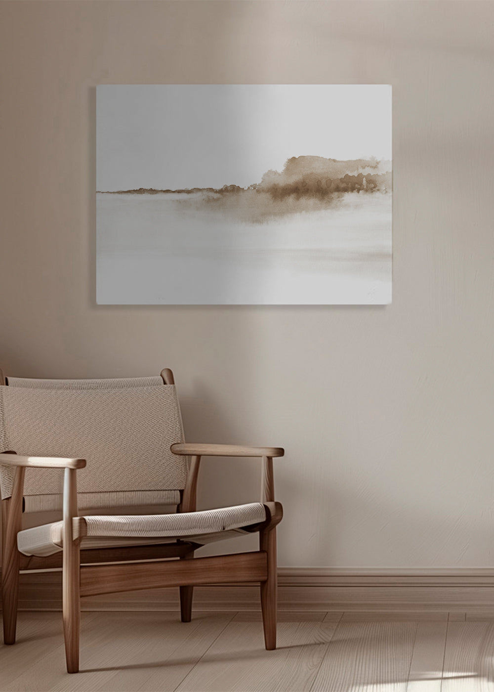 Sepia akvarel landskab minimalistisk