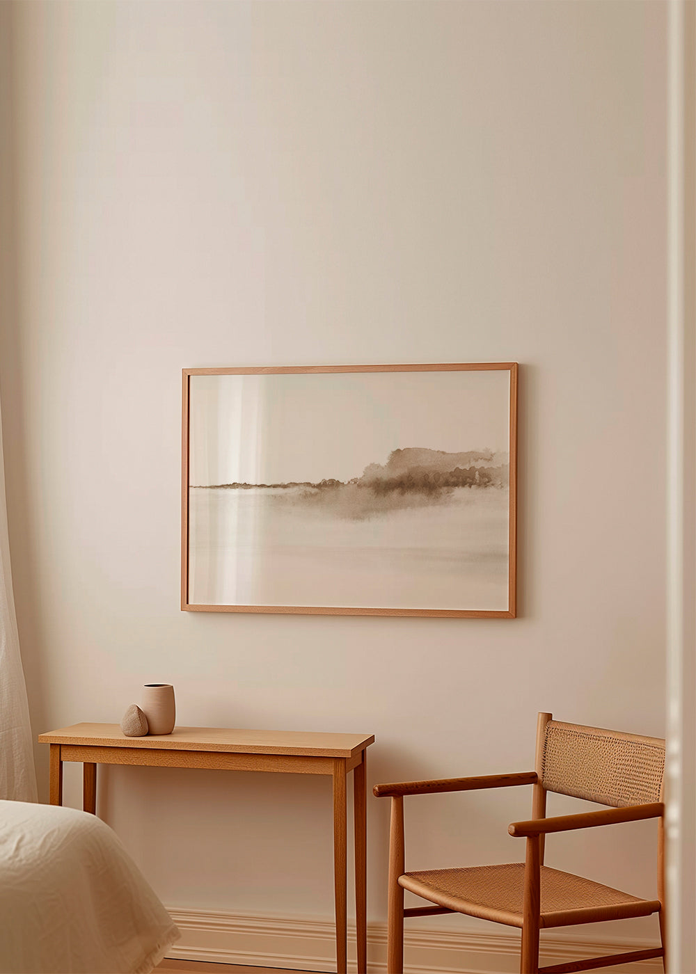 Sepia akvarel landskab minimalistisk