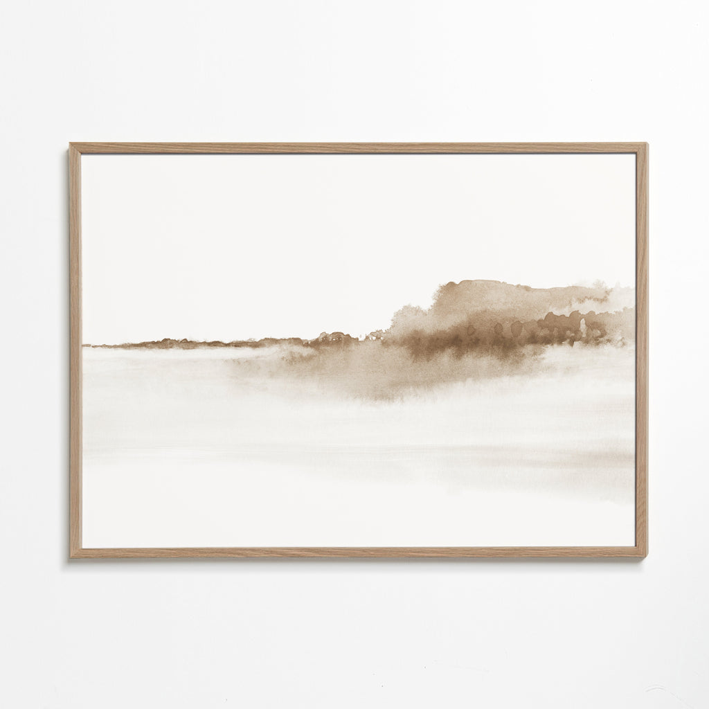 Sepia akvarel landskab minimalistisk
